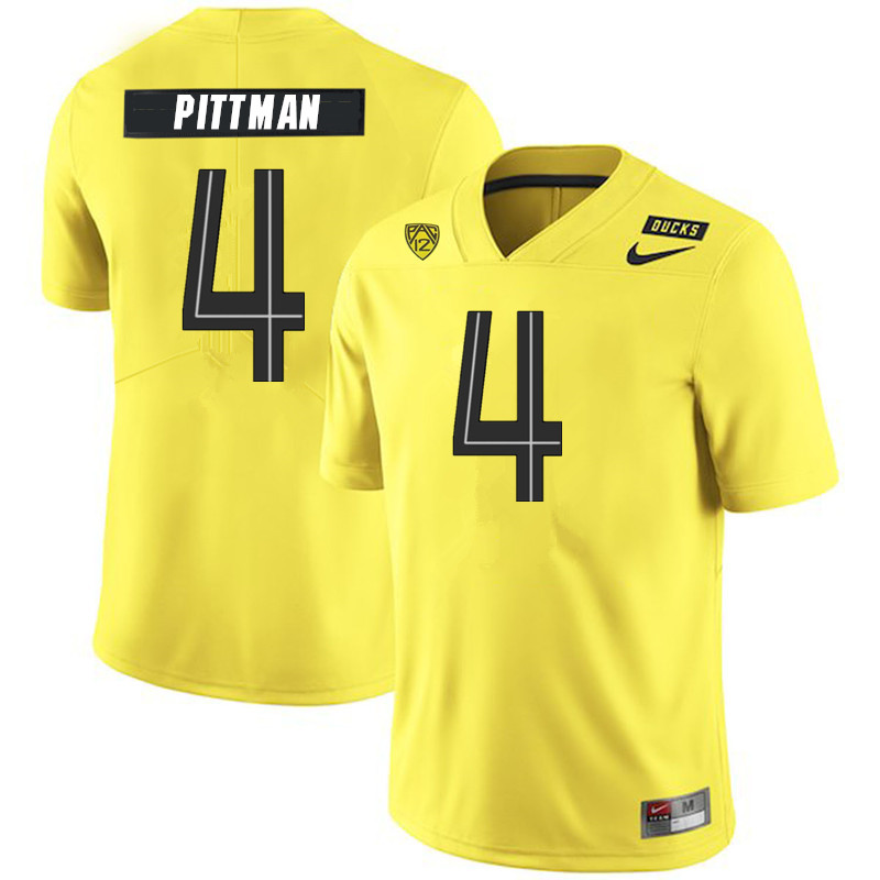 2019 Men #4 Mycah Pittman Oregon Ducks College Football Jerseys Sale-Yellow - Click Image to Close